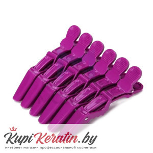 Зажимы пластиковые "Крокодил" 5 шт розовые